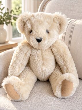 Vermont Teddy Bear 16” Classic Jointed Cream Bear Handmade Vermont 2012